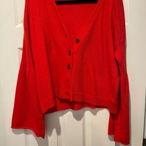 Anthropologie button up sweater with flare sleeves